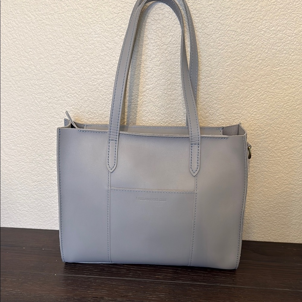 Portland Leather East West Zipper Tote in Formal Grey